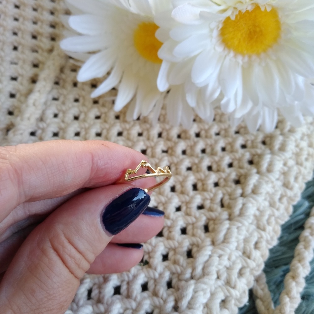 Gold mountain ring adjustable stackable nature - Picture 8 of 8